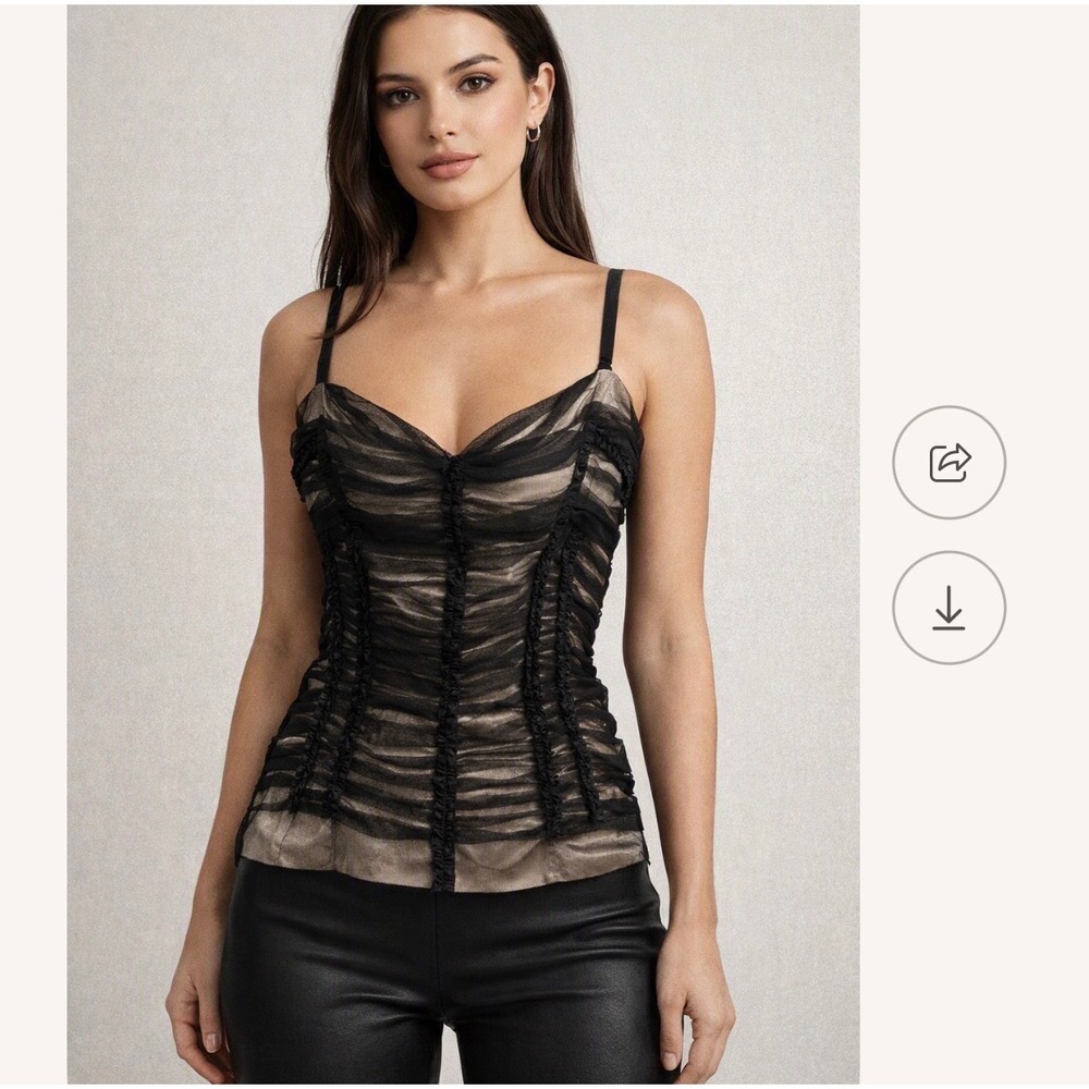 Black Ruched Camisole, Y2K whimsical grunge fairy croquette L
#26
